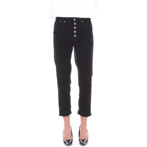 Schwarze Hose mit seitlichem Logo , Damen, Größe: W29 - Dondup - Modalova