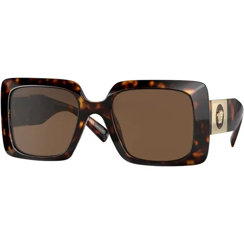 Medusa Stud Sunglasses Dark Havana/ , female, Sizes: 54 MM - Versace - Modalova