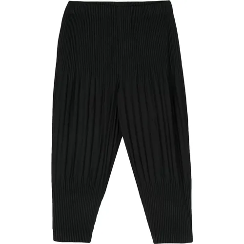 Schwarze Plissierte Tapered Hose , Herren, Größe: L - Issey Miyake - Modalova