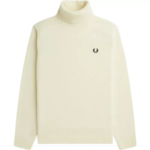 Turtlenecks, male, , Size: M Wool High Neck Turtleneck with Sleeve Details - Fred Perry - Modalova