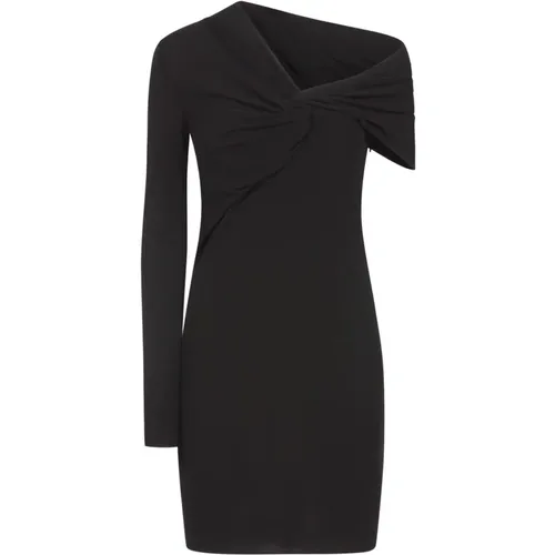 Asymmetric Crepe Knit Dress , female, Sizes: M, S - Saint Laurent - Modalova