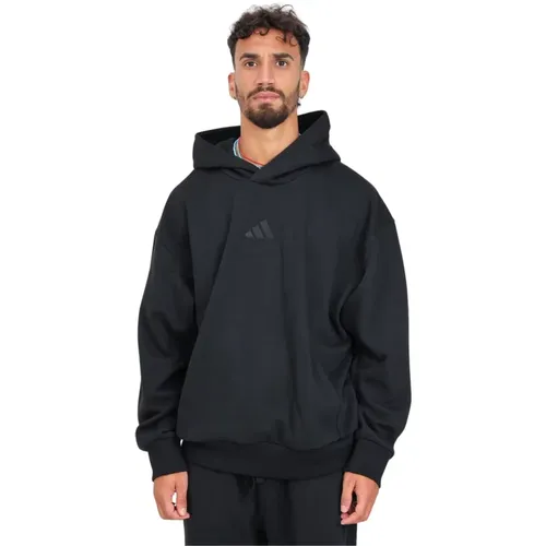 Schwarzer Kapuzenpullover sportlicher Stil , Herren, Größe: M - Adidas - Modalova