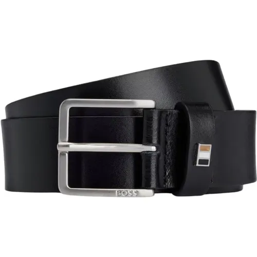 Belts, male, , Size: 85 CM Leather Belt with Metal Detail - Hugo Boss - Modalova