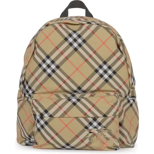 Backpacks, male, , Size: ONE SIZE Checkered Backpack with Logo Patch - Burberry - Modalova