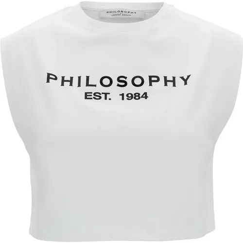 Logo Print Weißes T-Shirt und Polo - Philosophy di Lorenzo Serafini - Modalova