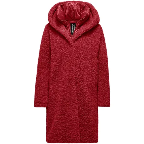 Single-Breasted Coats, female, , Size: XS Sherpa Fleece Detachable Hooded Coat - BomBoogie - Modalova