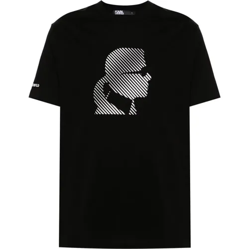 Schwarzes T-Shirt mit Logo-Print , Herren, Größe: M - Karl Lagerfeld - Modalova