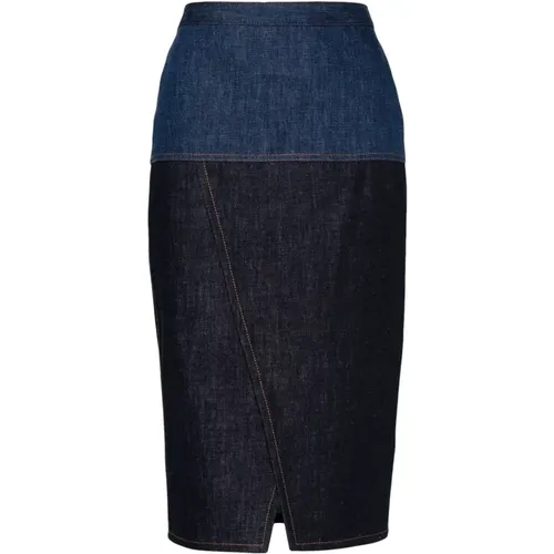 Denim Two-Tone Skirt , female, Sizes: M, XS - Fendi - Modalova