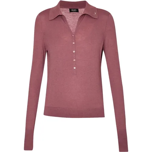 Cashmere Polo Shirt with Long Sleeves , female, Sizes: XS, S, M, L - Liu Jo - Modalova