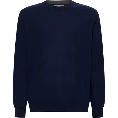 Blaue Pullover für Männer - BRUNELLO CUCINELLI - Modalova