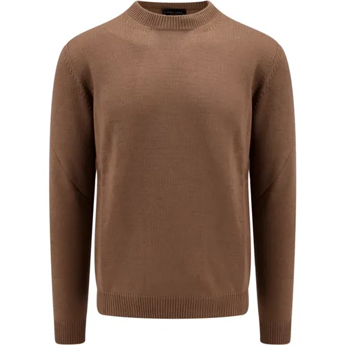 Brauner Merinowollpullover - Stilvoll und Warm , Herren, Größe: 3XL - Roberto Collina - Modalova