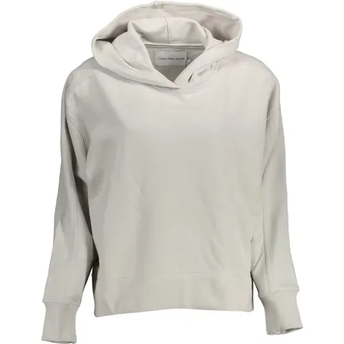 Cotton Hooded Sweatshirt with Logo Print , female, Sizes: L - Calvin Klein - Modalova