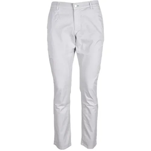 Straight Trousers, male, , Size: W32 Grey Cotton Elastane Pants - Daniele Alessandrini - Modalova