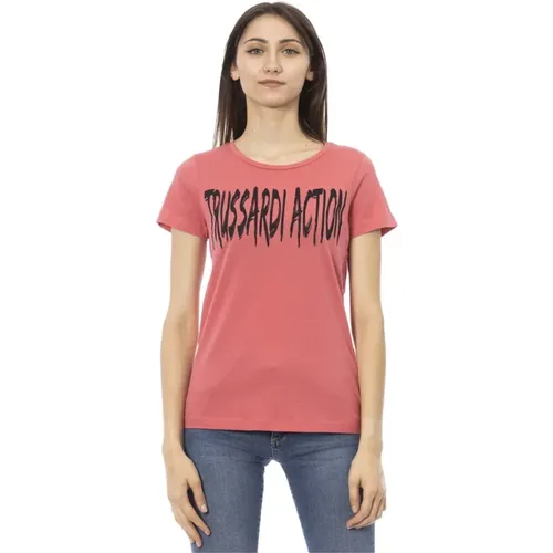 Casual T-Shirt mit Rundhalsausschnitt , Damen, Größe: XS - Trussardi - Modalova