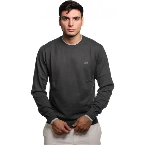 Schwarzer Woll-Baumwollpullover K44125 , Herren, Größe: L - Sun68 - Modalova