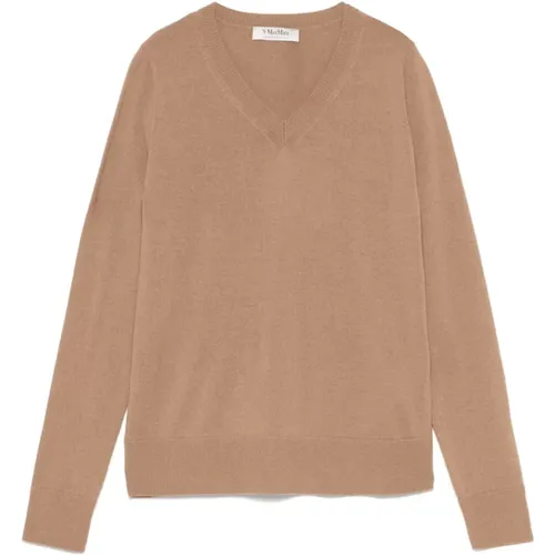 V-neck Knitwear, female, , Size: XS V-Neck Sweater with Long Sleeves - Max Mara - Modalova