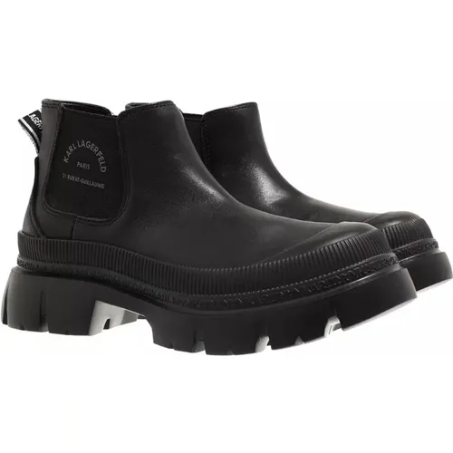 Kurzer Schwarzer Leder Gore Boot - Karl Lagerfeld - Modalova