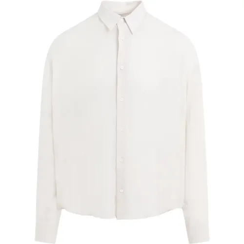 White Viscose Boxy Fit Shirt , male, Sizes: L, S - Ami Paris - Modalova