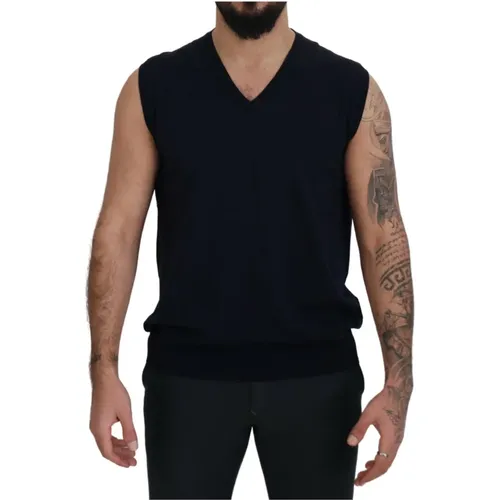 Sleeveless Knitwear, male, , Size: 6XL Sleeveless V-Neck Tank Top - Paolo Pecora - Modalova