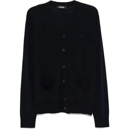 Cardigans, male, , Size: M Knit Cardigan Sweater - Dsquared2 - Modalova