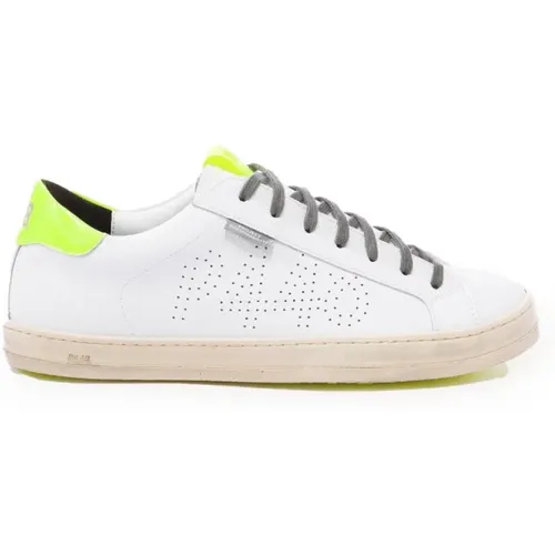 Weiße Sneaker mit Fluoreszierender Gelber Ferse - P448 - Modalova