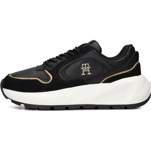 Schwarze Chunky Fashion Sneakers , Damen, Größe: 38 EU - Tommy Hilfiger - Modalova