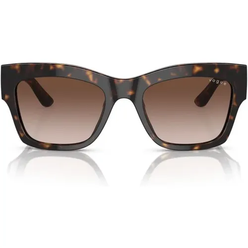 Dark Havana Sunglasses with Brown Shaded Lenses , female, Sizes: 54 MM - Vogue - Modalova