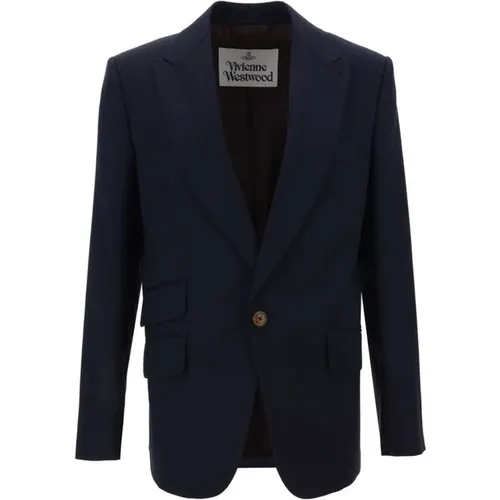 Blazers, male, , Size: S Structured Wool Blazer Jacket with Lapels - Vivienne Westwood - Modalova