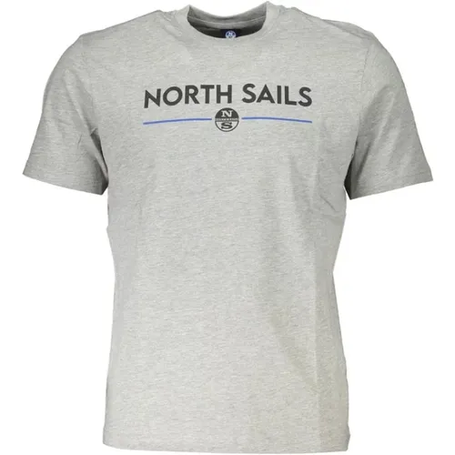 Graues Baumwoll-Print-Logo-T-Shirt , Herren, Größe: M - North Sails - Modalova