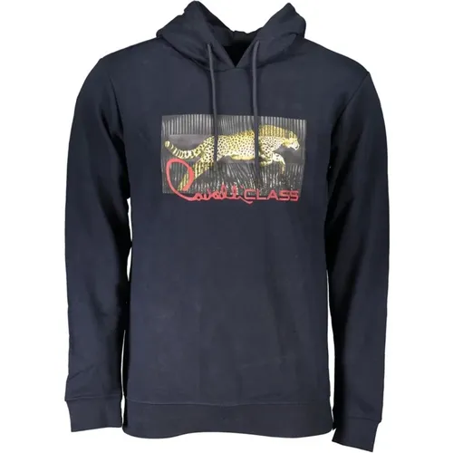 Brushed Long Sleeve Hooded Sweatshirt with Logo Print , male, Sizes: L, S, 2XL, 3XL, M, XL - Cavalli Class - Modalova