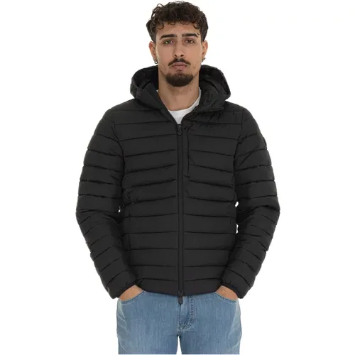 Winter Jackets, male, , Size: S Quilted Short Harrington Jacket with Hood - Save The Duck - Modalova