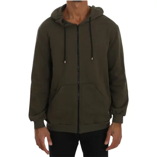 Zip-throughs, male, , Size: XL Elegant Full Zip Hooded Sweater - Daniele Alessandrini - Modalova