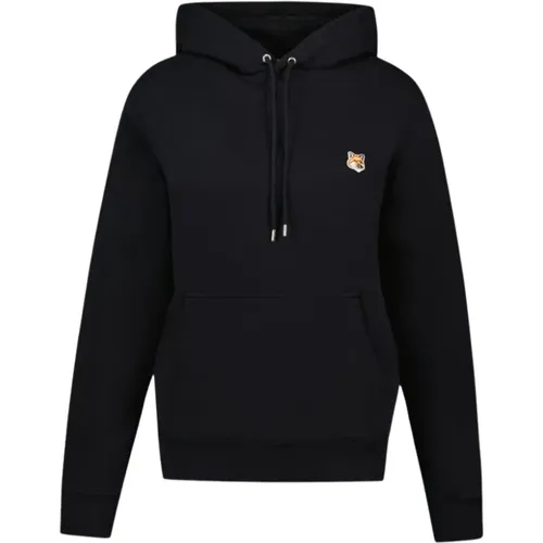 Schwarzer Fox Head Patch Hoodie Baumwolle , Herren, Größe: M - Maison Kitsuné - Modalova