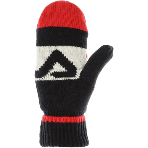 Gloves, male, , Size: L/XL Intarsia Knitted Mens Gloves Black/Red/White - Fila - Modalova