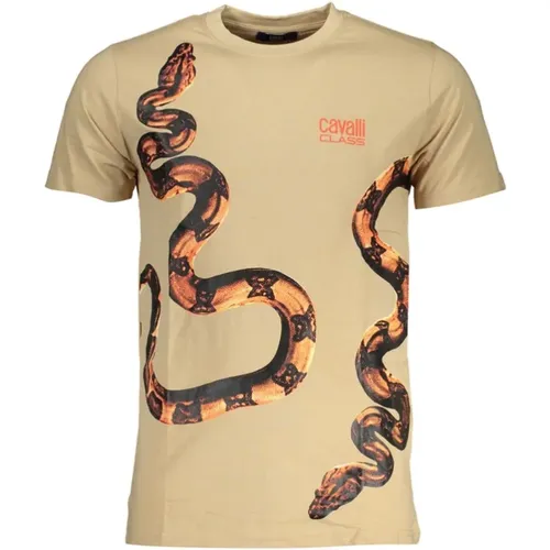 Cotton Logo Print Tee , male, Sizes: L, XL, 2XL, M - Cavalli Class - Modalova