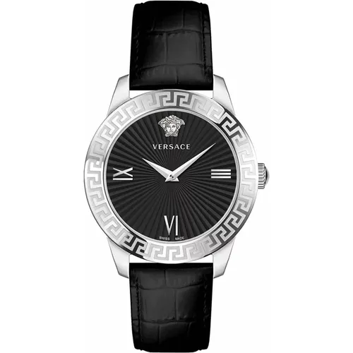 Greca Signature Leather Watch , female, Sizes: ONE SIZE - Versace - Modalova