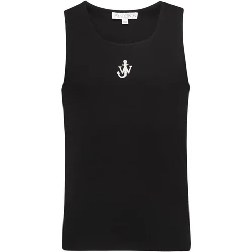 Sleeveless Tops, male, , Size: L Logo Tank Top Ribbed Design - JW Anderson - Modalova