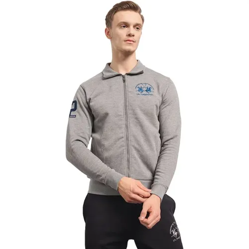 Zip-throughs, male, , Size: 2XL Grey Cotton Zip-Up Sweatshirt - LA MARTINA - Modalova