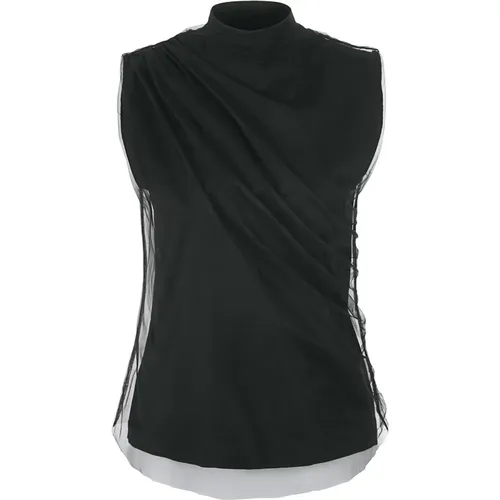 Sleeveless Jersey Shirt with Tulle Overlay , female, Sizes: L - RIANI - Modalova