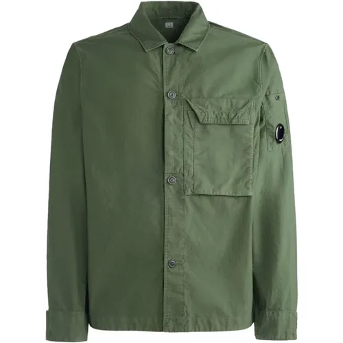 Grüne Overshirt mit Knopfverschluss , Herren, Größe: XL - C.P. Company - Modalova
