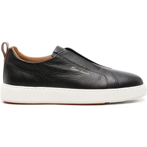 Laceless leather shoes , male, Sizes: 9 1/2 UK, 10 UK, 8 UK - Santoni - Modalova