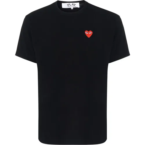 Schwarzes Baumwoll-Herz-Logo-T-Shirt , Herren, Größe: M - Comme des Garçons Play - Modalova