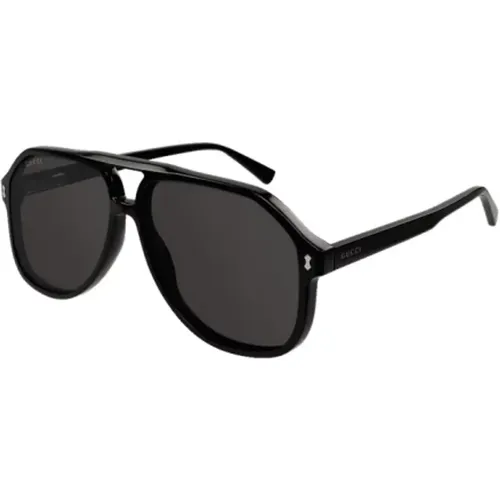 Schwarze Aviator Sonnenbrille mit Grauen Gläsern - Gucci - Modalova