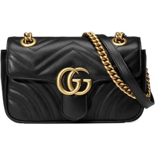 Leather Shoulder Bag with Golden Details , unisex, Sizes: ONE SIZE - Gucci - Modalova