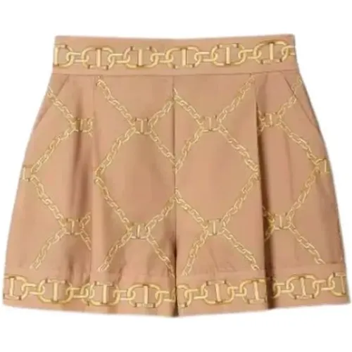 Chain Print Cotton Shorts , female, Sizes: M, S - Twinset - Modalova