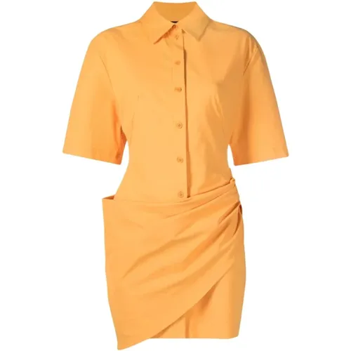 Tangerine Wrap Shirt Dress , female, Sizes: 2XS, S - Jacquemus - Modalova