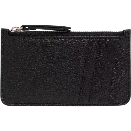 Wallets & Cardholders, male, , Size: ONE SIZE Leather Card Holder with White Stitching - Maison Margiela - Modalova