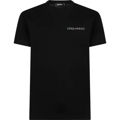 Schwarzes Baumwoll-T-Shirt mit Logo-Print,T-Shirts,Schwarzes Bedrucktes T-Shirt und Polo - Dsquared2 - Modalova