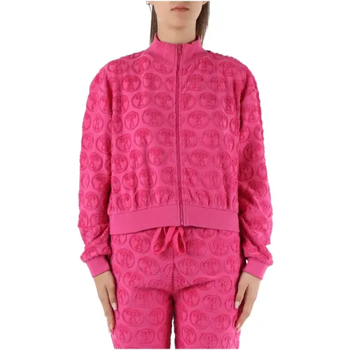 Sweatshirt mit Reißverschluss aus Baumwolle , Damen, Größe: M - Moschino - Modalova