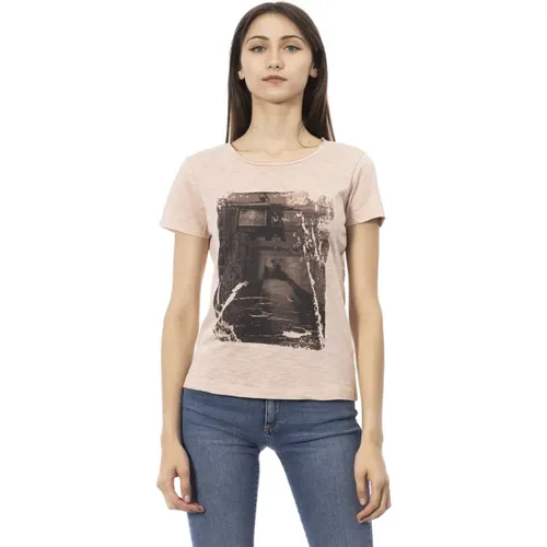 Casual T-Shirt mit Rundhalsausschnitt , Damen, Größe: XL - Trussardi - Modalova